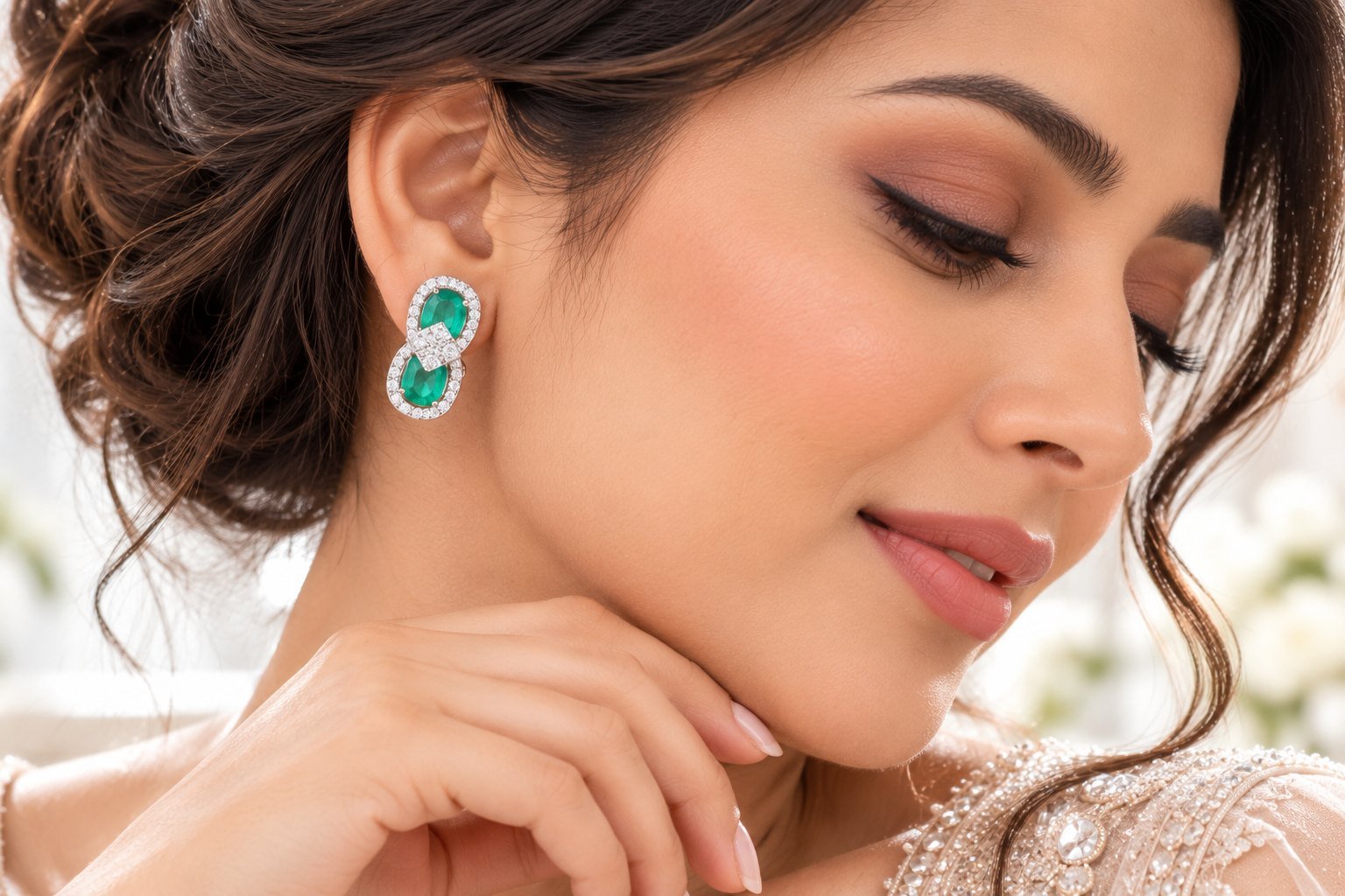 Model wearing the Three-Emerald Bali