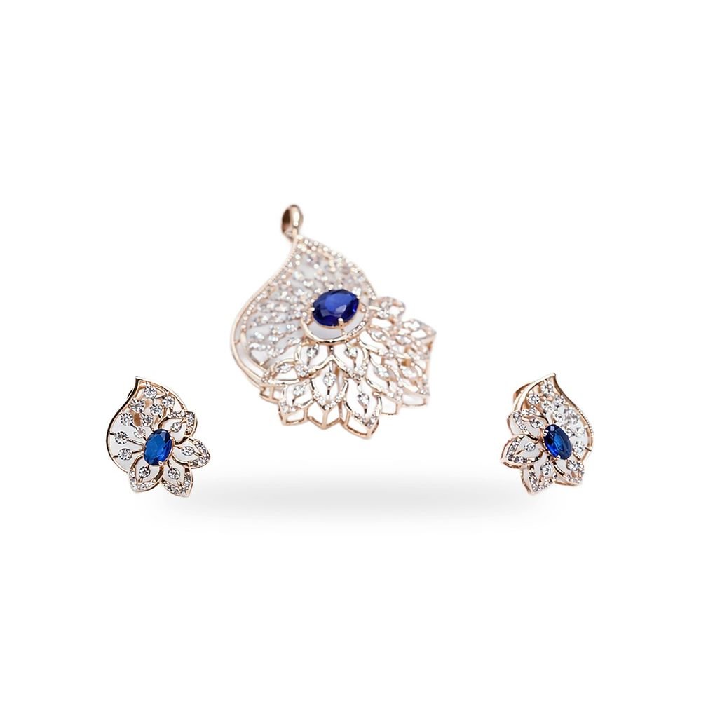 Sapphire Fan Pendant Set