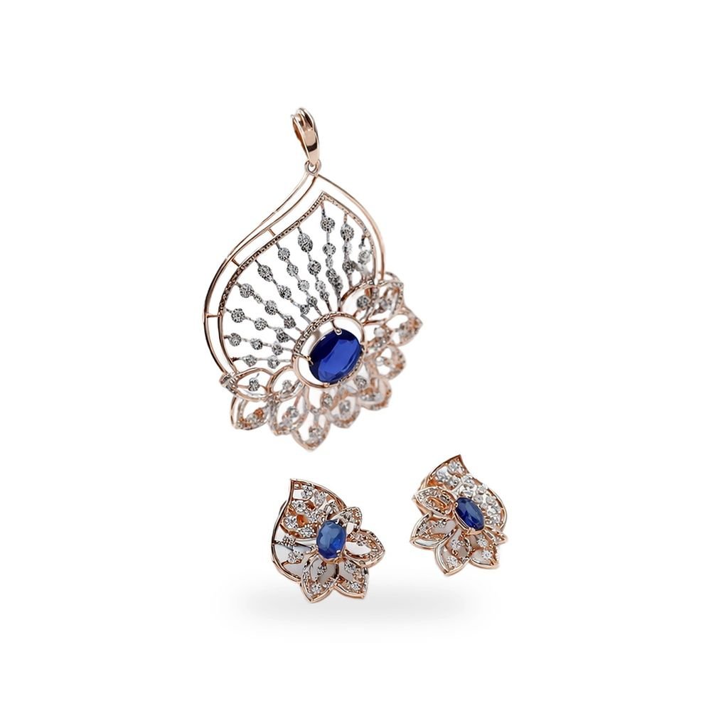 Sapphire Leaf Pendant Set